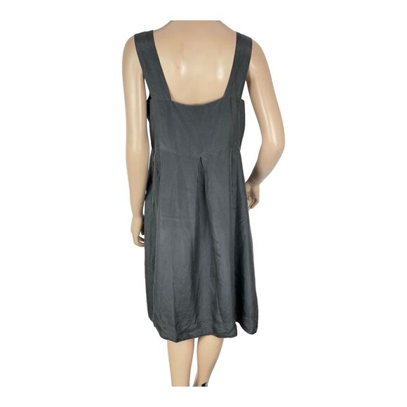 Eileen Fisher Gray Silk Chiffon Pleated Lined Sleeveless Beaded Dress MEDIUM - Picture 6 of 15